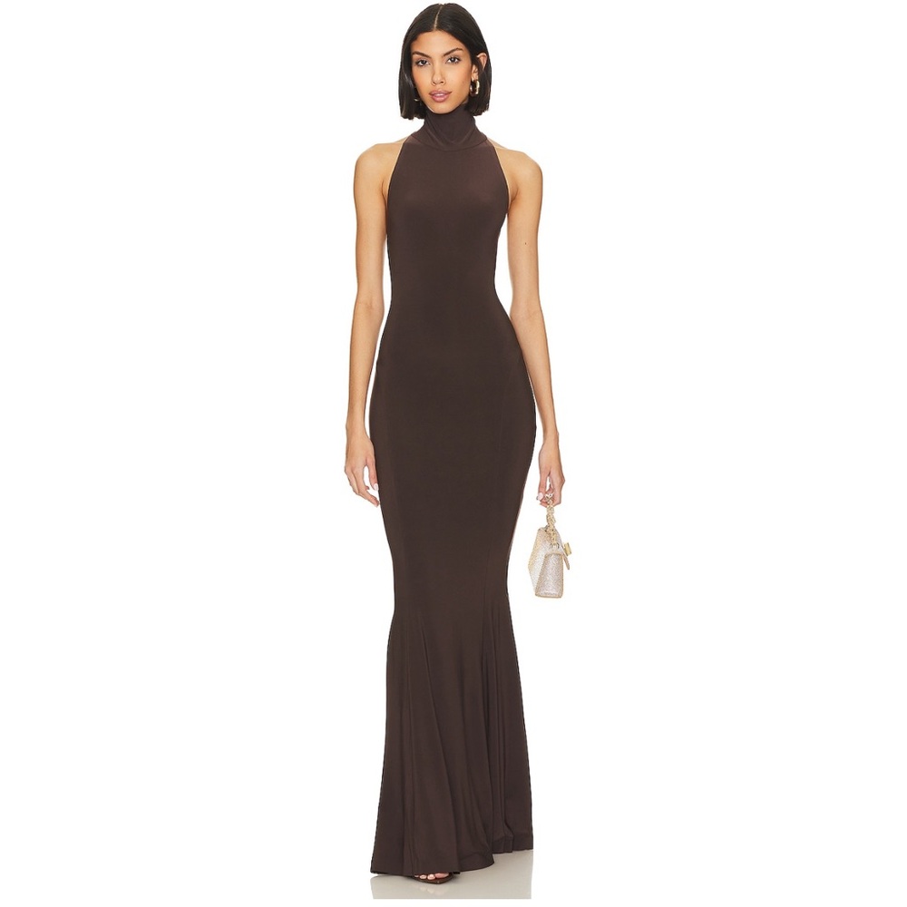 Norma Kamali Chocolate Brown Maxi Dress